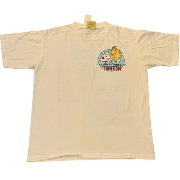 Vintage 90s The Adventures of Tin Tin Destination Moon Magnet Shirt Adult Large - Picture 2 of 5